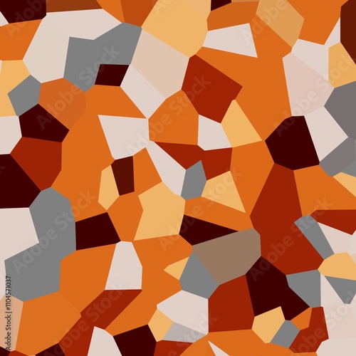 Abstract Polygonal Mosaic with Warm Autumnal Colors and Irregular Shapes. Illustration