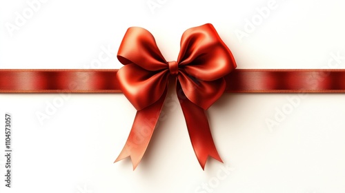 Elegant Red Ribbon Bow with Satin Finish for Gift Wrapping, Decorative Accents, Holiday Presents, Special Occasions, and Celebration Themes in a Minimalist Style