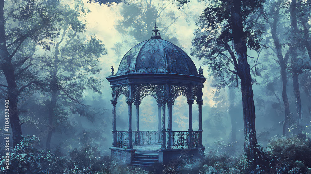 Mystical gazebo in an enchanted forest. enchanted garden. illustration. Mystical. Illustration Mystical gazebo in an enchanted forest. enchanted garden. illustration. Mystical. Illustration