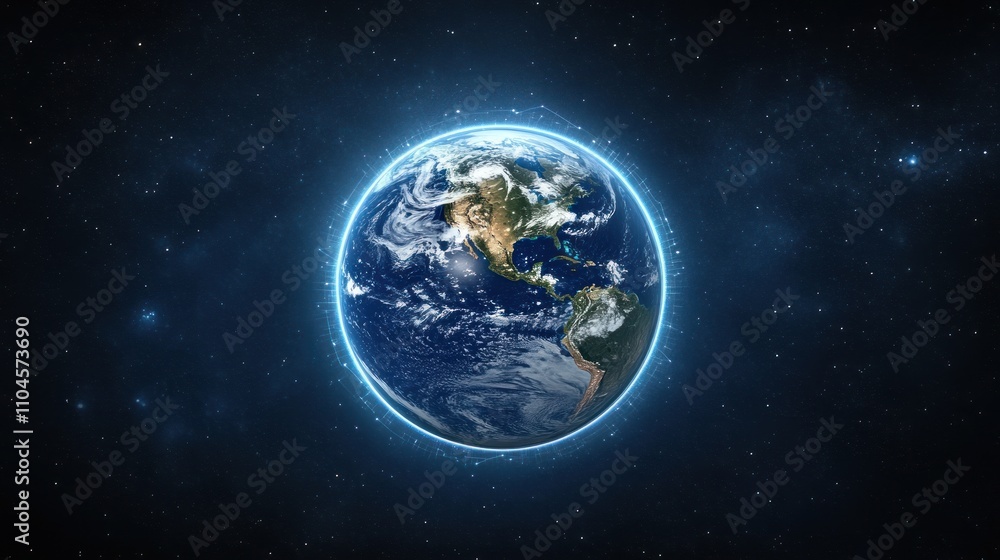 Fototapeta premium A glowing Earth in space, showcasing the planet's beauty and fragility.