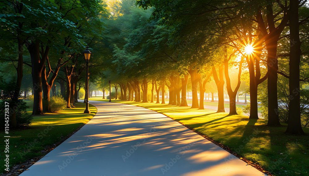 Obraz premium magic light and walkway in park isolated with white highlights, png