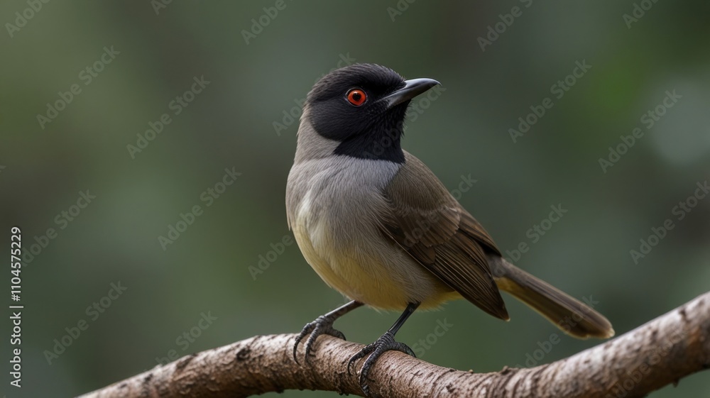 Obraz premium Black-capped bulbul perched on a branch.