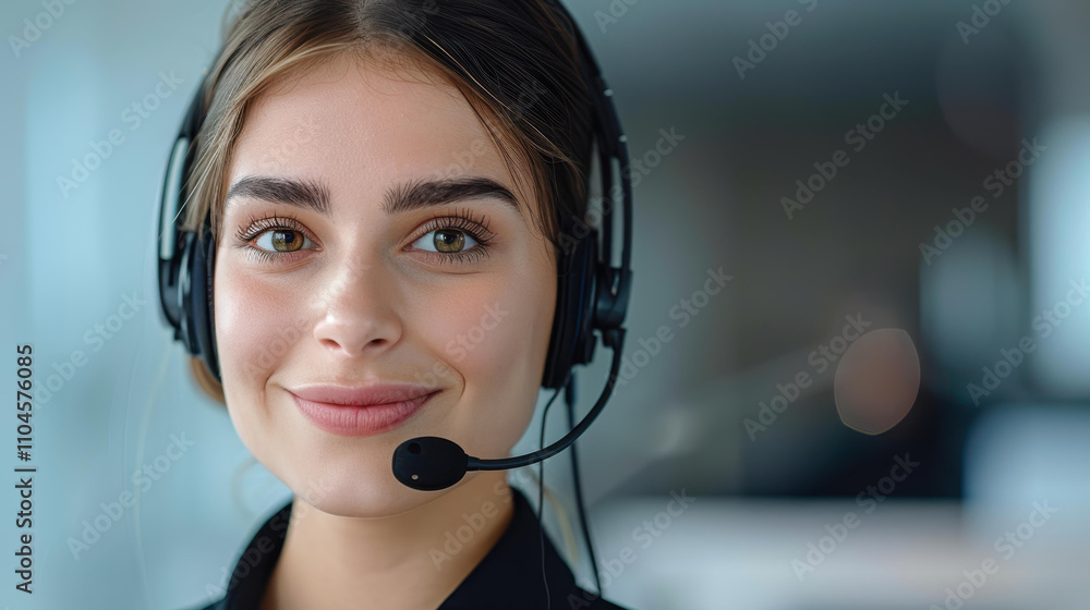 Engaging female customer service agent offers support with a smile, ensuring a positive experience for every caller. Engaging female customer service agent offers support with a smile, ensuring a positive experience for every caller.