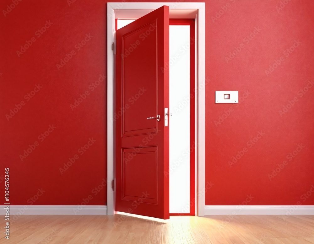 Open the door. Symbol of new career, opportunities, business ventures and initiative. Business concept. 3d render, white light inside open door isolated on blue background. Ai generated images Open the door. Symbol of new career, opportunities, business ventures and initiative. Business concept. 3d render, white light inside open door isolated on blue background. Ai generated images