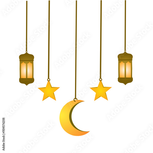 Lantern Frame Islamic Background Illustration. lantern lamp vector. star moon vector, ramadan month template illustration.