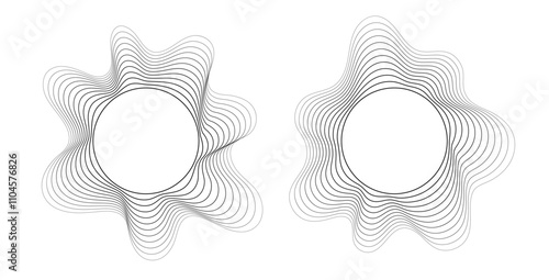Obraz na płótnie Round sound wave frames, circular lines pattern, radial curvy shapes, geometric concentric design. Vector illustration. w salonie