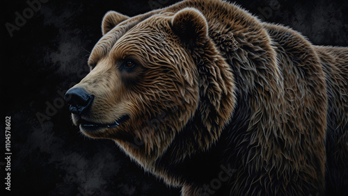 Majestic Brown Bear Photography in Dark, Natural Settings for Powerful Wildlife Portraits photo