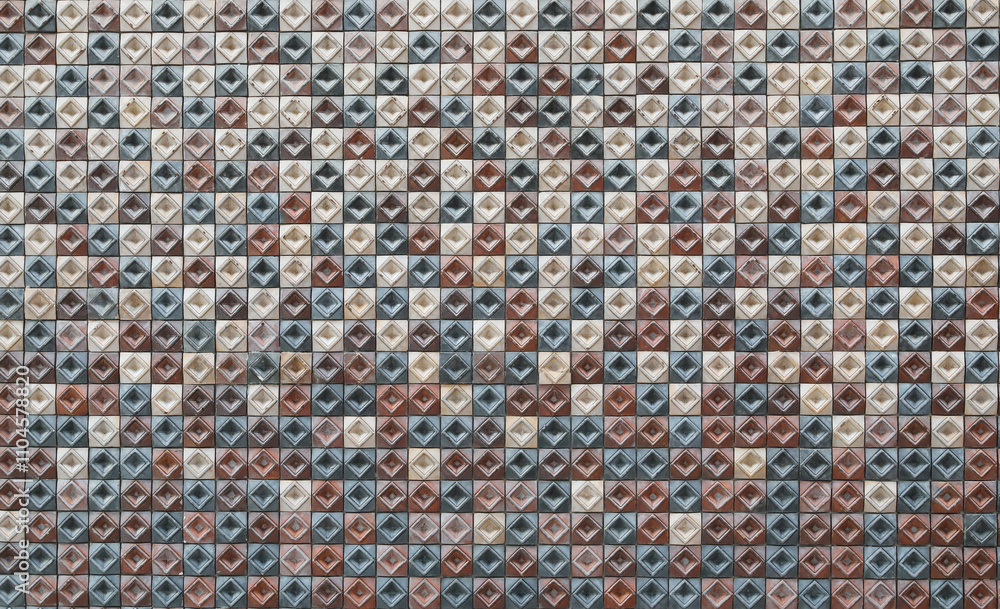 Fototapeta premium Old vintage ceramic tiled wall background;