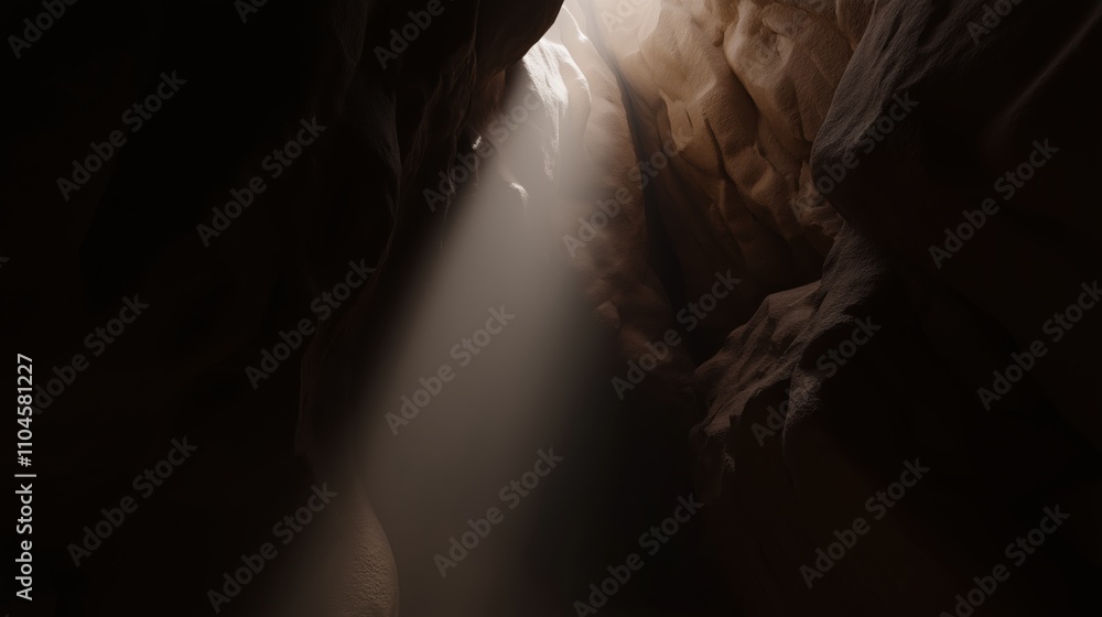 Sunlit beams illuminate majestic narrow canyon walls