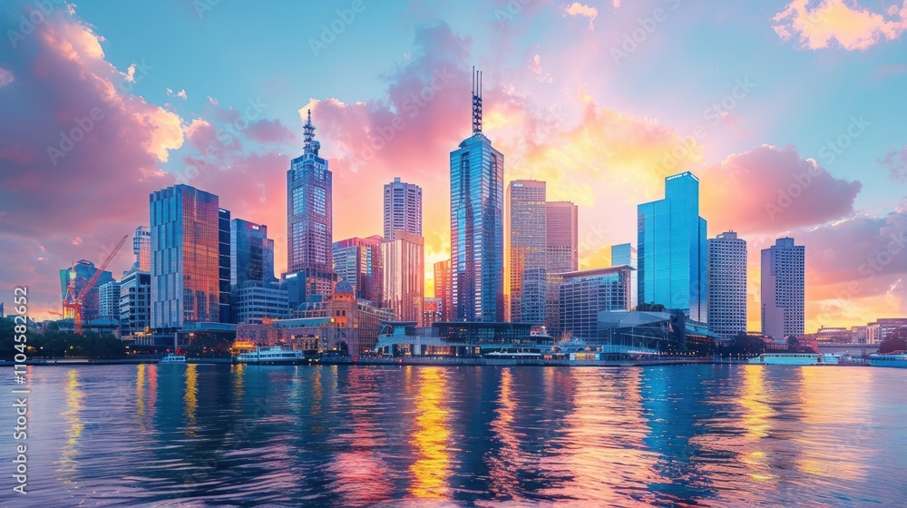 Fototapeta premium City skyline at sunset.