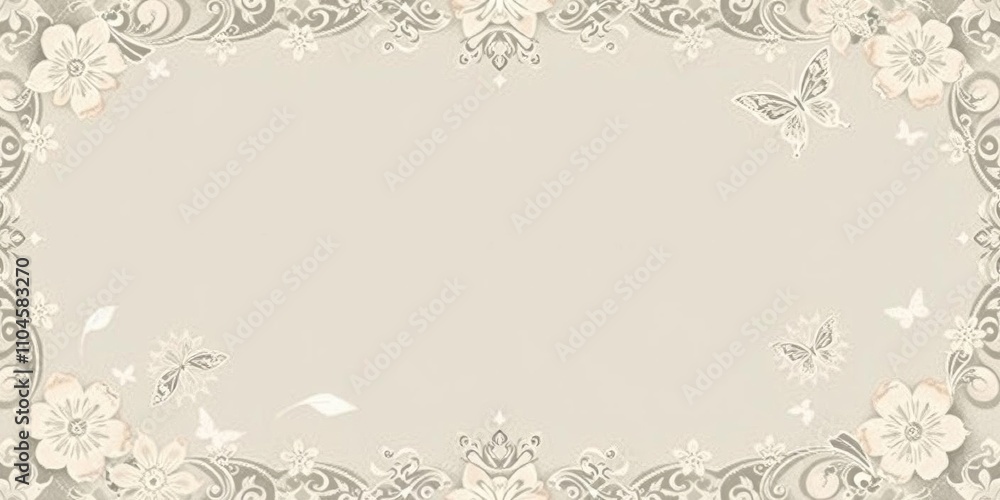 Abstract seamless lace pattern featuring intricate floral and butterfly motifs, elegant, romantic Abstract seamless lace pattern featuring intricate floral and butterfly motifs, elegant, romantic