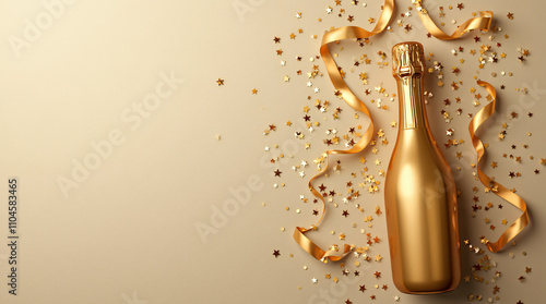 celebration concept, background banner, champagne champagne with conffeti, copy space, generative ai photo