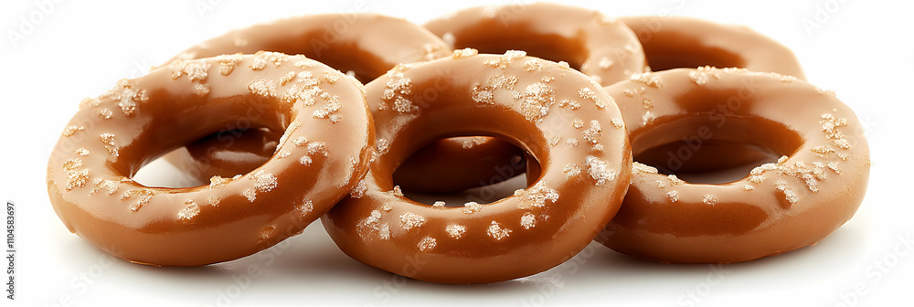 Sweet Caramel Pretzels, A Delicious Treat, Sprinkled with Sugar, Close-up Image. Sweet Caramel Pretzels, A Delicious Treat, Sprinkled with Sugar, Close-up Image.