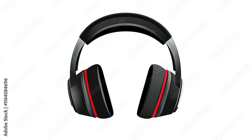 Vector illustration of a sleek gaming headset, designed for comfort and high-quality sound, shown against a clean white background. Perfect for gaming-related designs, technology, and audio equipment Vector illustration of a sleek gaming headset, designed for comfort and high-quality sound, shown against a clean white background. Perfect for gaming-related designs, technology, and audio equipment