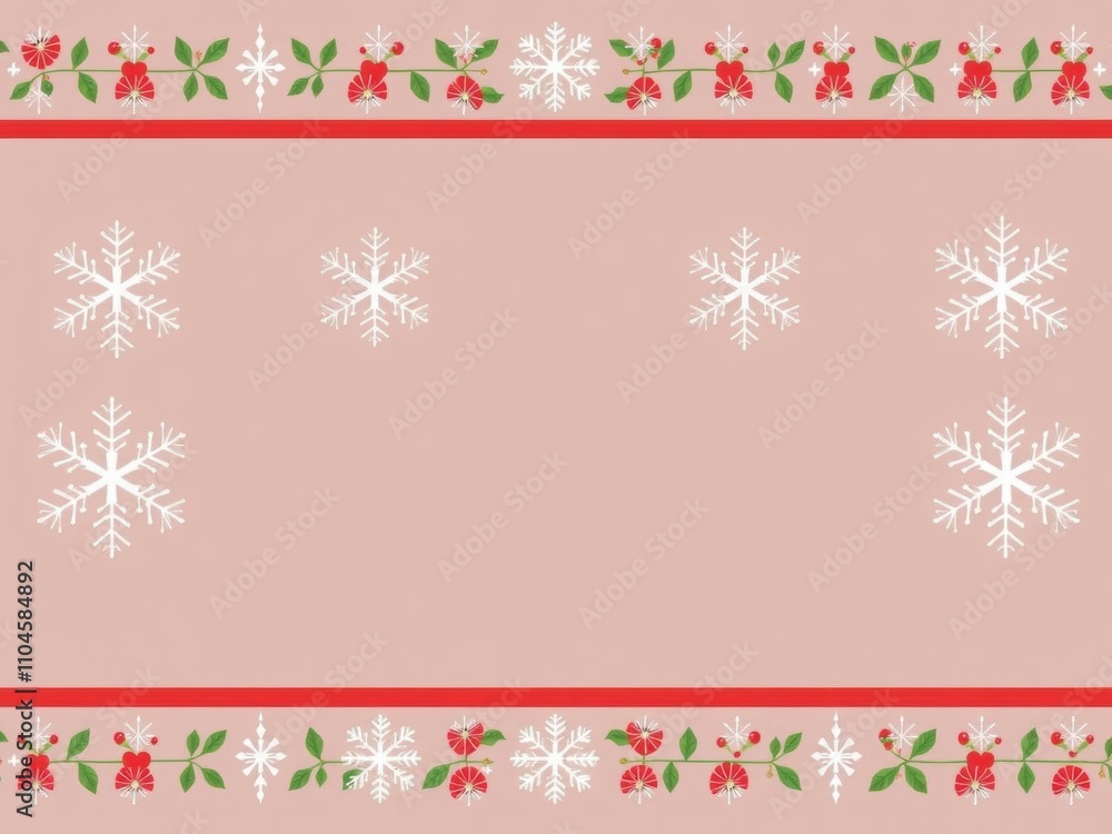 Christmas vector horizontal seamless border with festive elements such as snowflakes, holly, ornaments, and stars, stars, holly Christmas vector horizontal seamless border with festive elements such as snowflakes, holly, ornaments, and stars, stars, holly