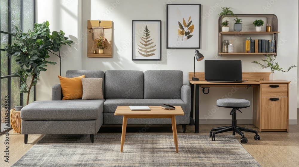 Modern Living Room Design with Cozy Sofa and Elegant Decor Modern Living Room Design with Cozy Sofa and Elegant Decor