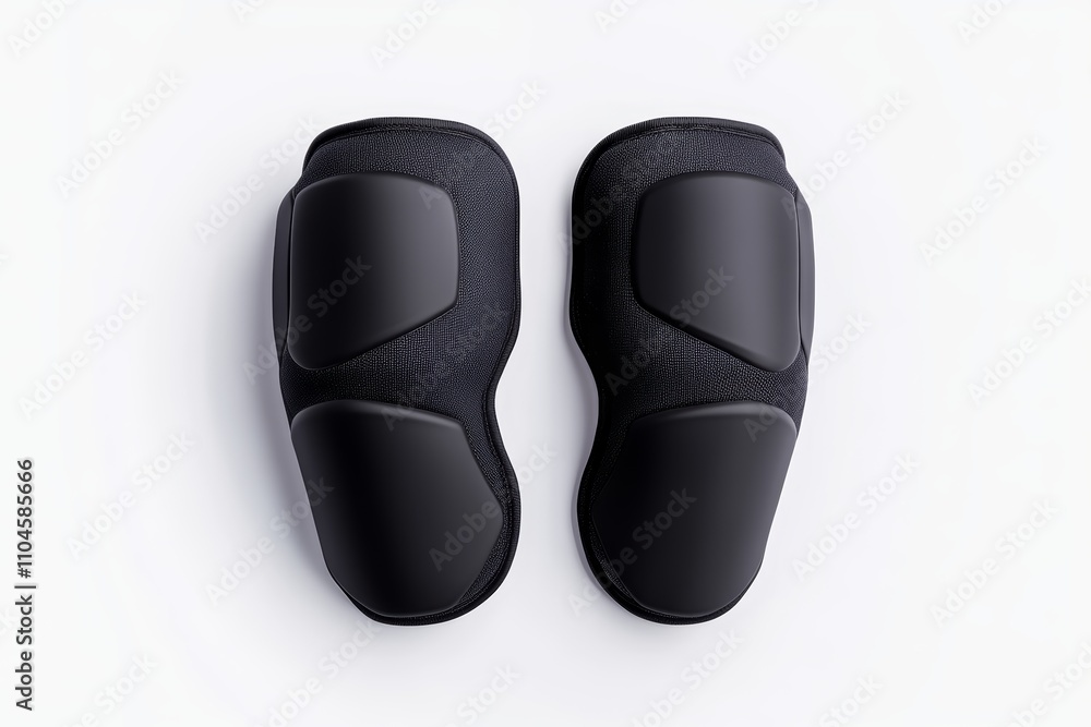 Black protective knee pads on white background Black protective knee pads on white background