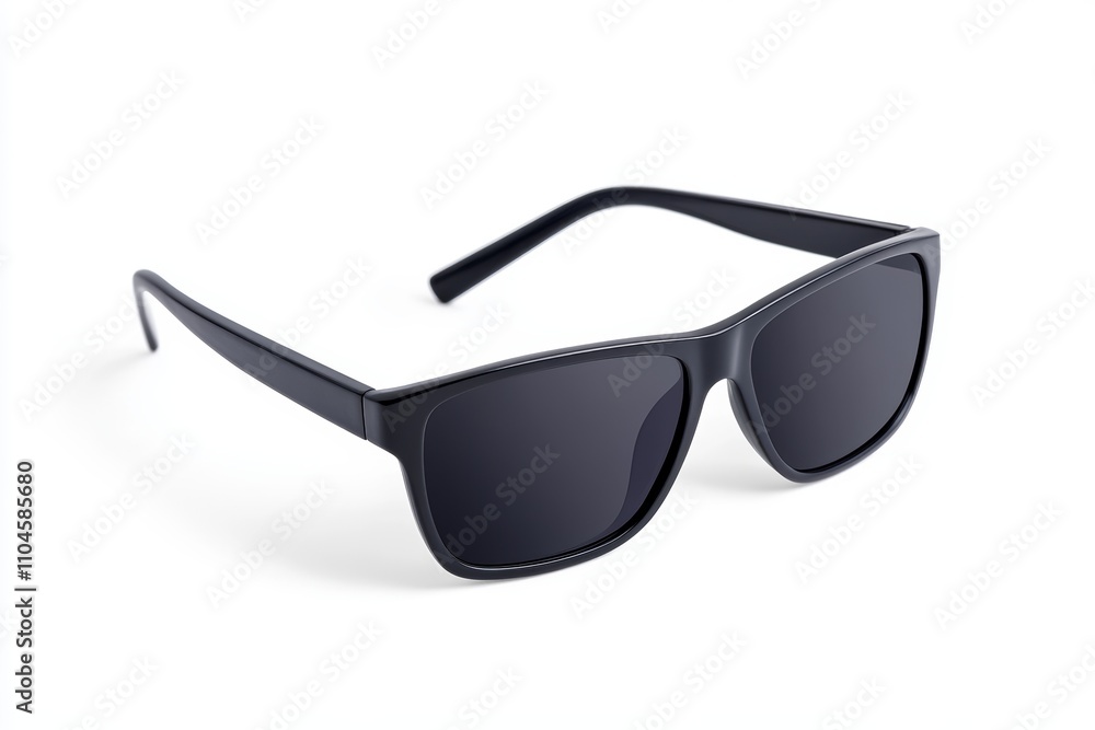 A pair of sunglasses with a black frame and a black lens A pair of sunglasses with a black frame and a black lens