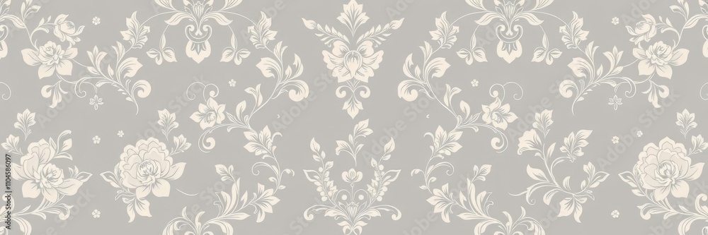 Luxurious seamless grey floral wallpaper with intricate designs, texture, sophisticated Luxurious seamless grey floral wallpaper with intricate designs, texture, sophisticated