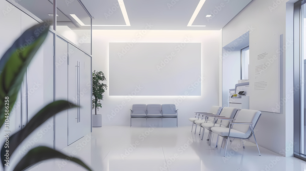 Serene Medical Waiting Area: Modern minimalist design of a clean, bright, and calming medical waiting room. Perfect for conveying a sense of peace and professionalism. Serene Medical Waiting Area: Modern minimalist design of a clean, bright, and calming medical waiting room. Perfect for conveying a sense of peace and professionalism.