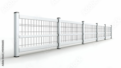 White Aluminum Fence with Wire Mesh, Modern Security and Design