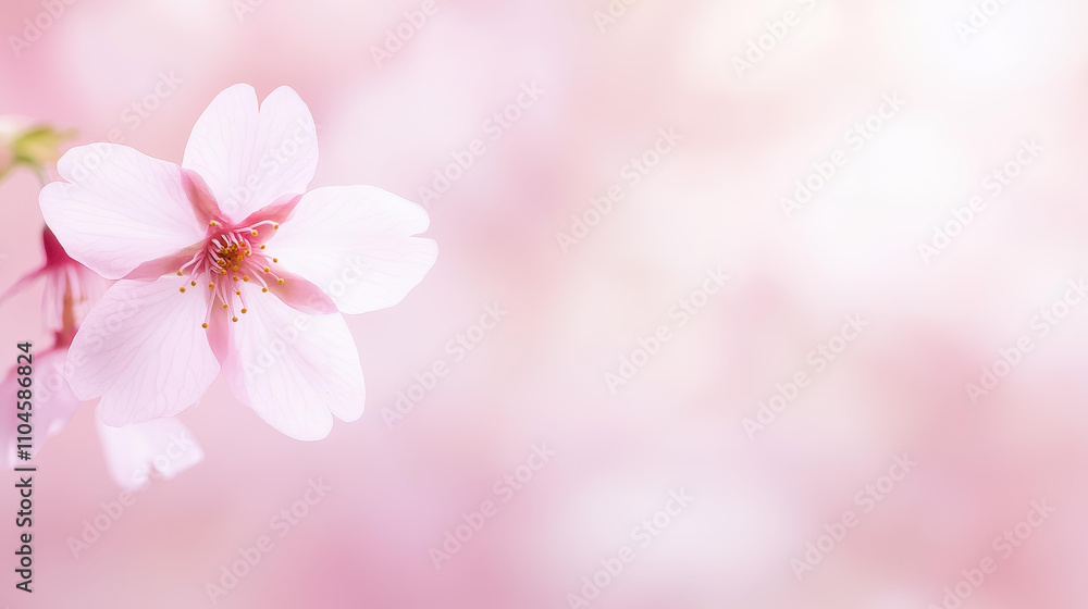 A stunning closeup of a pink cherry blossom reveals intricate petals against a softly blurred background. Natures beauty shines A stunning closeup of a pink cherry blossom reveals intricate petals against a softly blurred background. Natures beauty shines