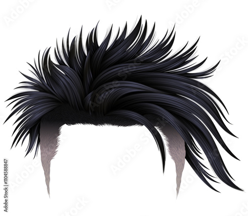 fashionable shaggy hair with shaved temples brunette black  color.
beauty style.high hair styling.