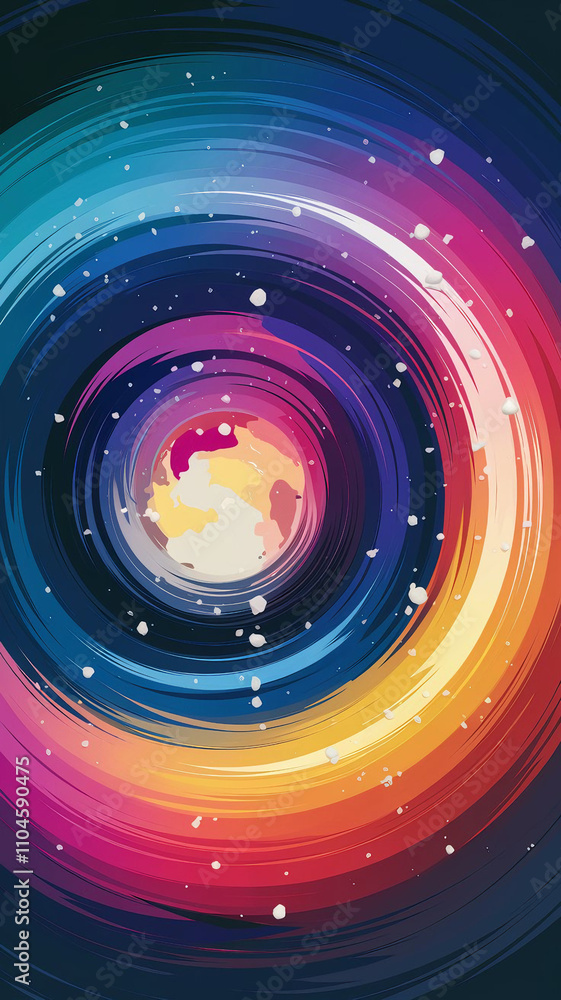 Obraz premium Colorful abstract swirling design depicting a galaxy with vibrant hues, representing themes of creativity and inspiration.