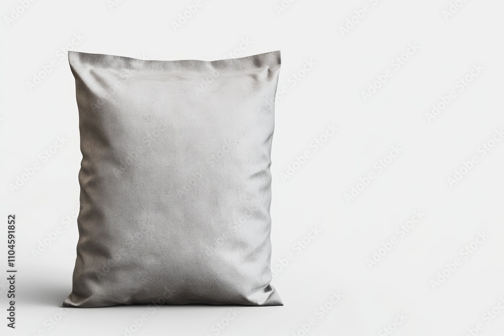 A white pillow with a grey fabric A white pillow with a grey fabric