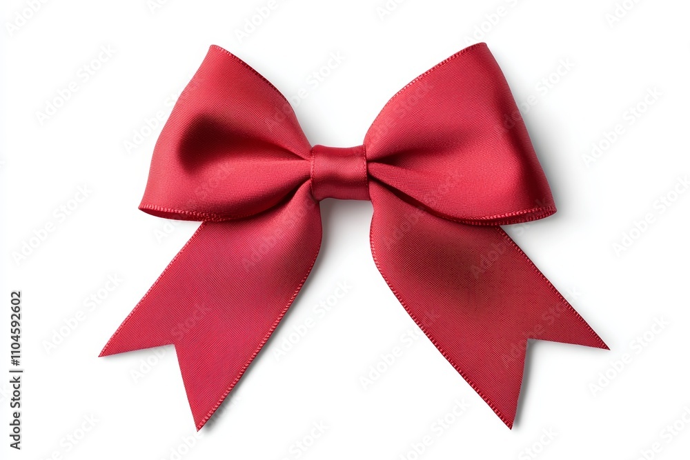 Fototapeta premium A red ribbon bow with a white background