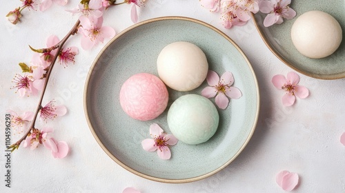 Wallpaper Mural Elegant Spring Dessert Display with Delicate Cherry Blossoms Torontodigital.ca