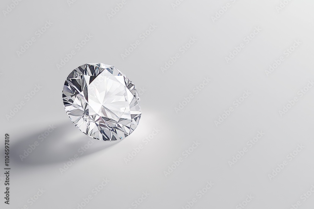 A diamond is sitting on a white surface A diamond is sitting on a white surface