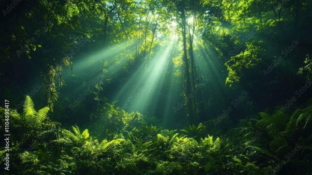 Obraz premium Sunlight Through the Forest Canopy