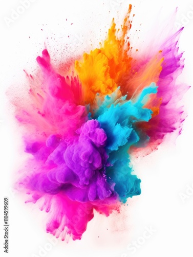 Vibrant rainbow colored powder burst photo