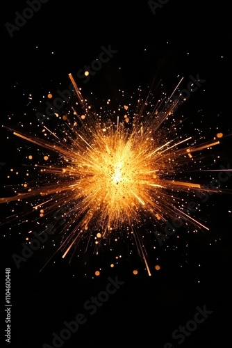 A burst of fireworks in the dark sky, creating a dazzling display with bright lights and sparkles.