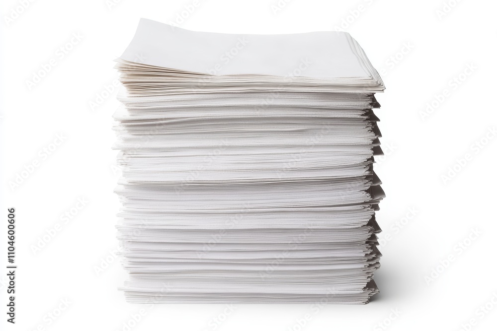 Tall stack of blank white paper sheets for office and printing Tall stack of blank white paper sheets for office and printing
