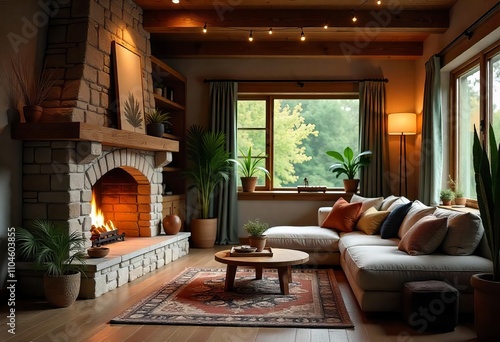living room with fireplace
