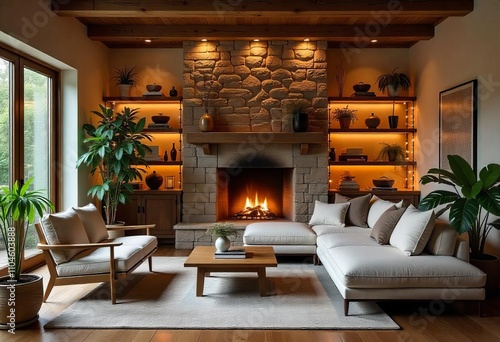 living room with fireplace
