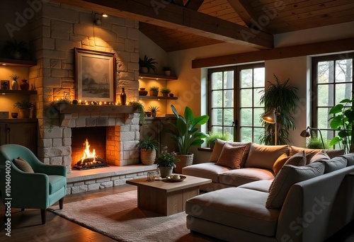 living room with fireplace