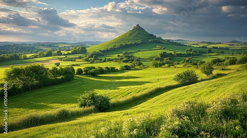Wallpaper Mural Rolling Green Hills with Castle in Background Torontodigital.ca
