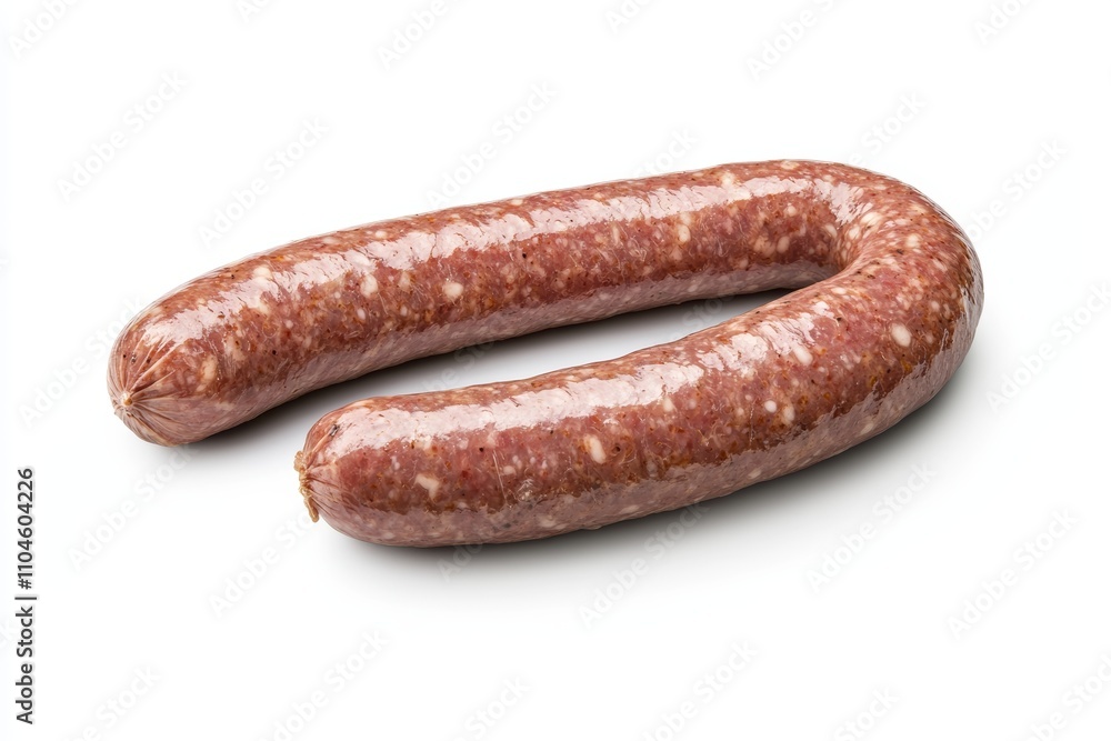 A long sausage is on a white background A long sausage is on a white background