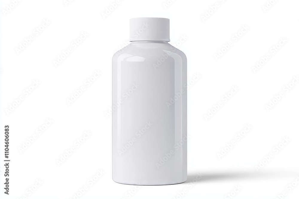 Plain white plastic bottle with cap on white background Plain white plastic bottle with cap on white background