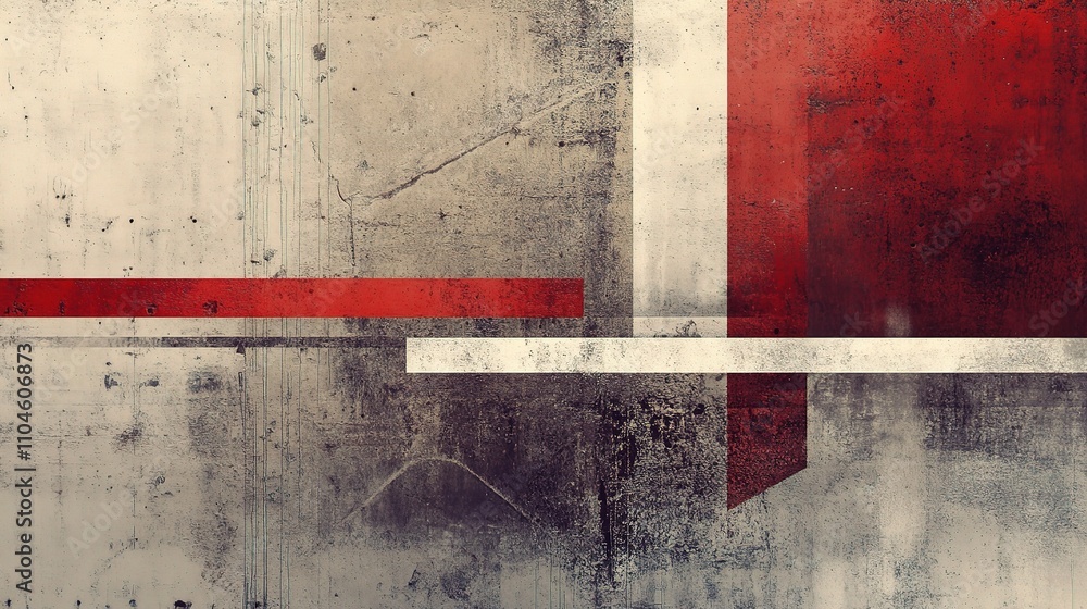 Fototapeta premium Abstract Textured Background with Red and White Geometric Shapes