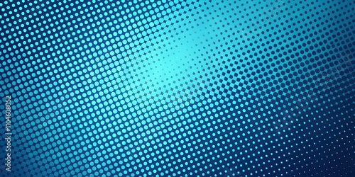 Blue Halftone Dots Abstract Background, Geometric Pattern, Digital Art, Color Gradient