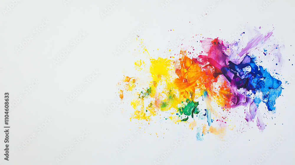 Vibrant paint texture creates a color explosion on a blank canvas in an artistic studio Vibrant paint texture creates a color explosion on a blank canvas in an artistic studio