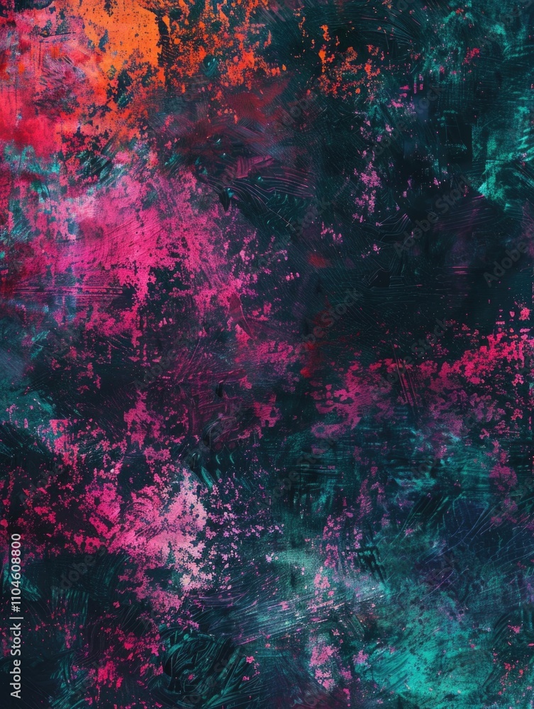 A lively, watercolor-like painting with vivid hues of pink, green and purple. A lively, watercolor-like painting with vivid hues of pink, green and purple.