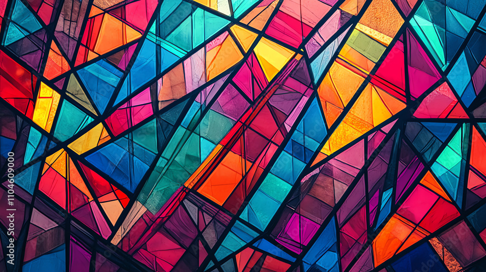 Vibrant geometric patterns create a stunning glass texture in bold colors Vibrant geometric patterns create a stunning glass texture in bold colors