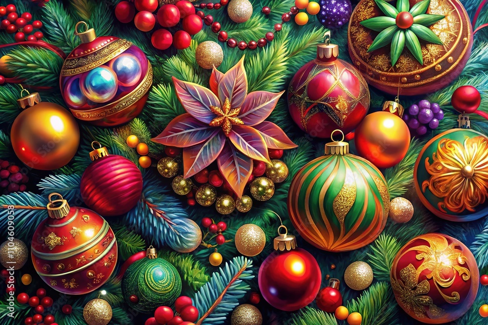 Christmas Painting Art Illustration, Festive Digital Art, Holiday Decor Christmas Painting Art Illustration, Festive Digital Art, Holiday Decor