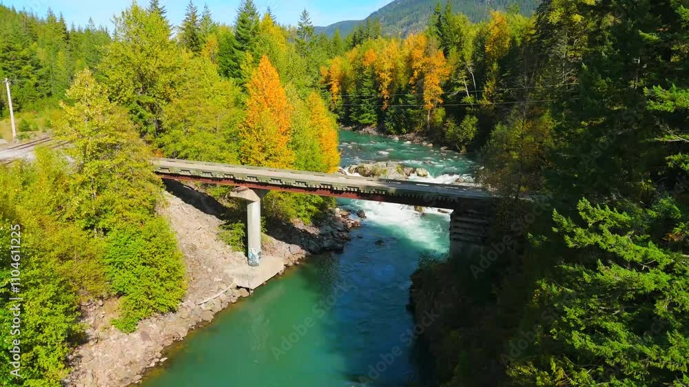 Aerial view of stunning mountain landscape in fall. Taken near Whistler, Canada