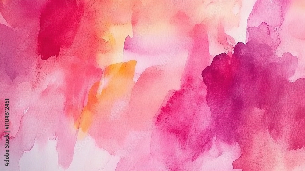 Fototapeta premium Soft Watercolor Abstract in Shades of Pink, Red, and Yellow Hues